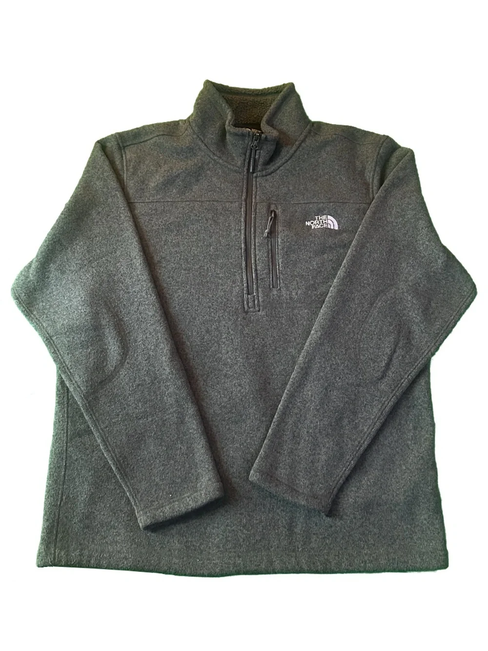 The North Face Sherpa Lined Quarter Zip Fleece Pullover Charcoal Gray Mens Large